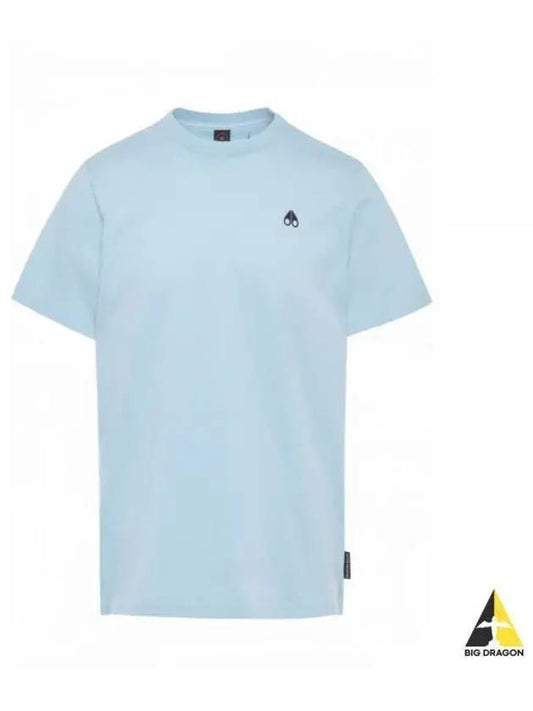 Satellite Logo Detail Crew Neck Short Sleeve T-Shirt Light Blue - MOOSE KNUCKLES - BALAAN 2