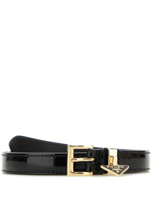 Triangle Logo Buckle Leather Belt Black - PRADA - BALAAN 1