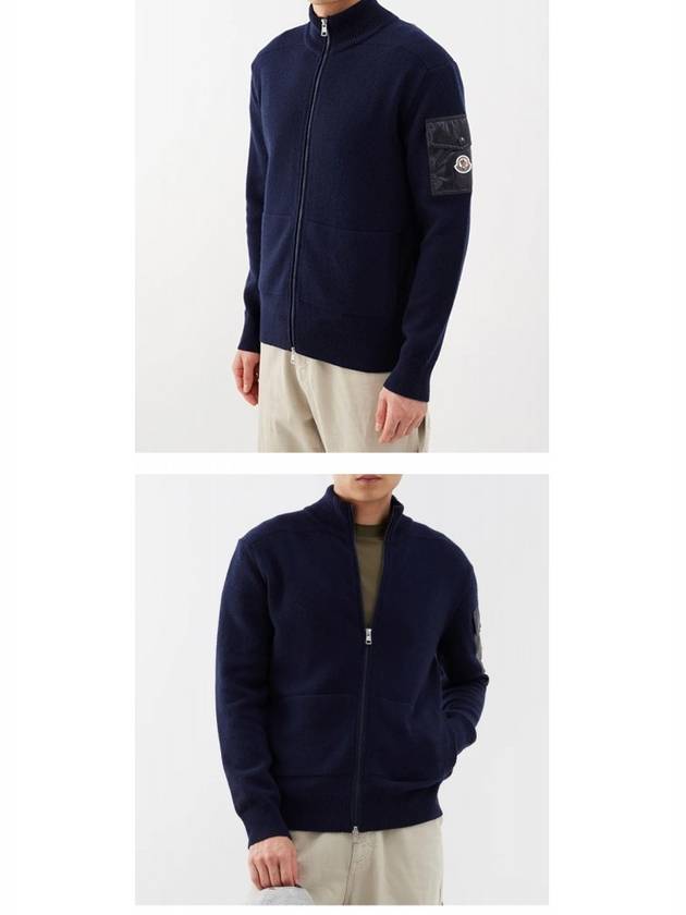 9B00012 M1241 750 Logo Patch Knit Zipup Jacket Blue Navy Men’s Jacket TJ - MONCLER - BALAAN 5