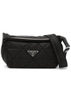 Triangle Logo Plaque Puffer Cross Bag Black - PRADA - BALAAN 2