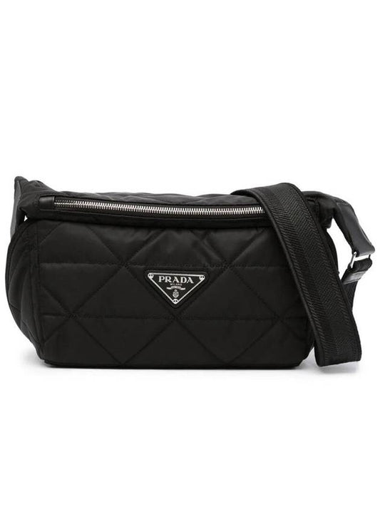 Triangle Logo Plaque Puffer Cross Bag Black - PRADA - BALAAN 2