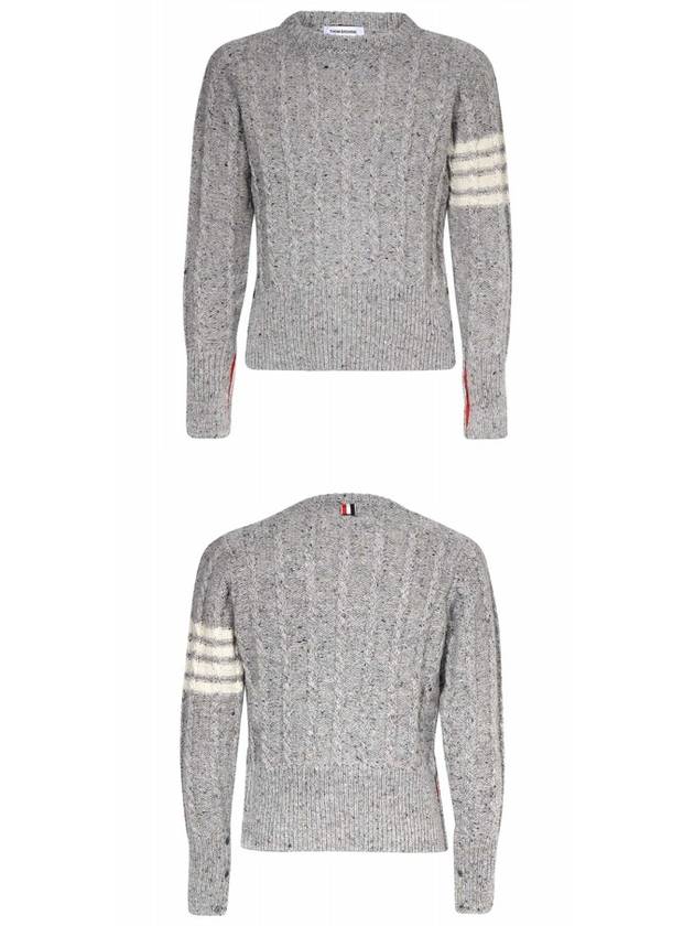 Donegal Twist Cable 4-Bar Classic Crewneck Knit Top Light Grey - THOM BROWNE - BALAAN 6