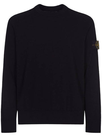 Compass Badge Crewneck Knit Top Black - STONE ISLAND - BALAAN 1