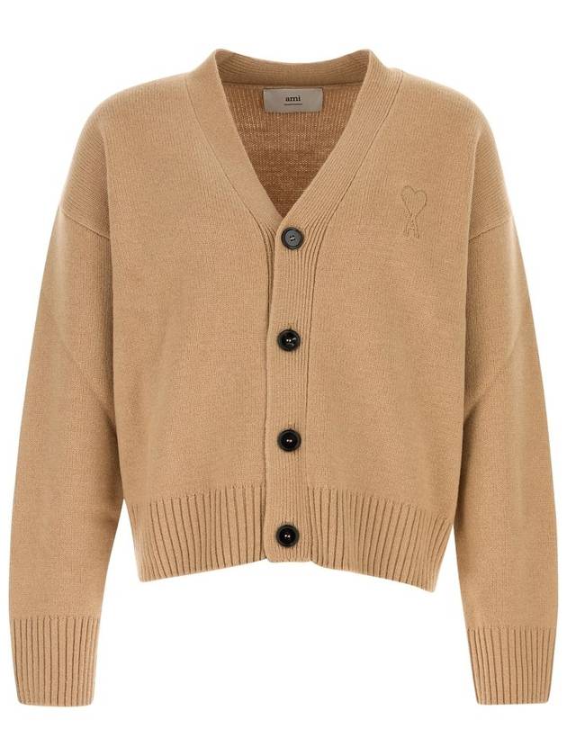 De Coeur Knit Cardigan Beige - AMI - BALAAN 1