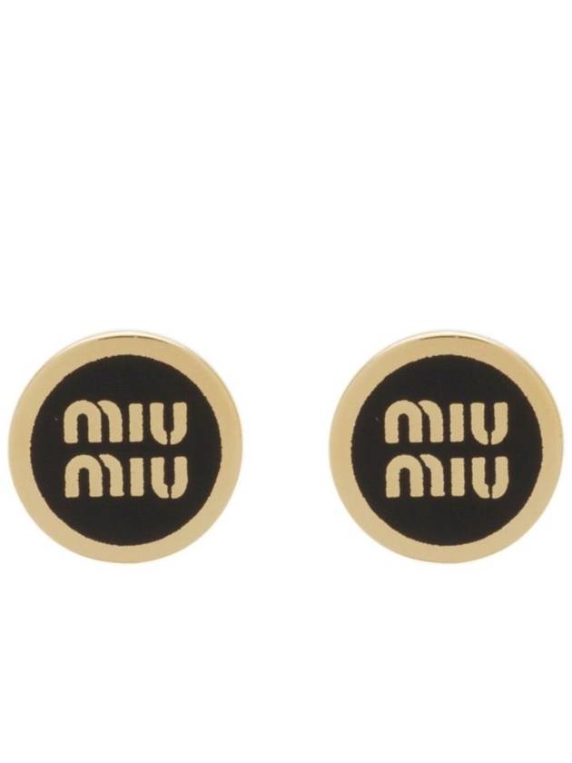 Enameled Metal Earrings Black - MIU MIU - BALAAN 2