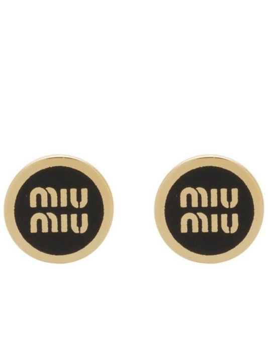 Enamel Metal Earrings Black 5JO912 2F6T - MIU MIU - BALAAN 1