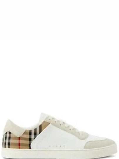 Check Leather Suede Sneakers Natural White Archive Beige - BURBERRY - BALAAN 2