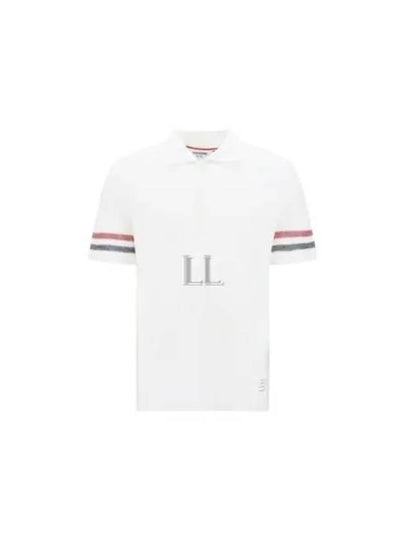 Men's RWB Stripe Cotton Polo Shirt White - THOM BROWNE - BALAAN 2