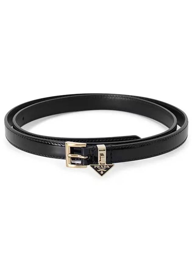 Triangle Logo Buckle Leather Belt Black - PRADA - BALAAN 5