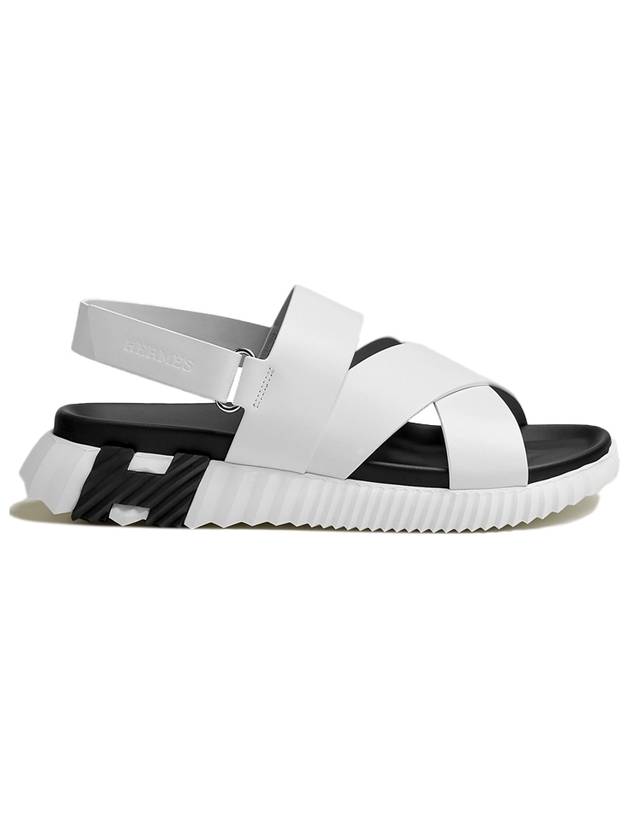 Sports Plain Leather Sandals White - HERMES - BALAAN 1