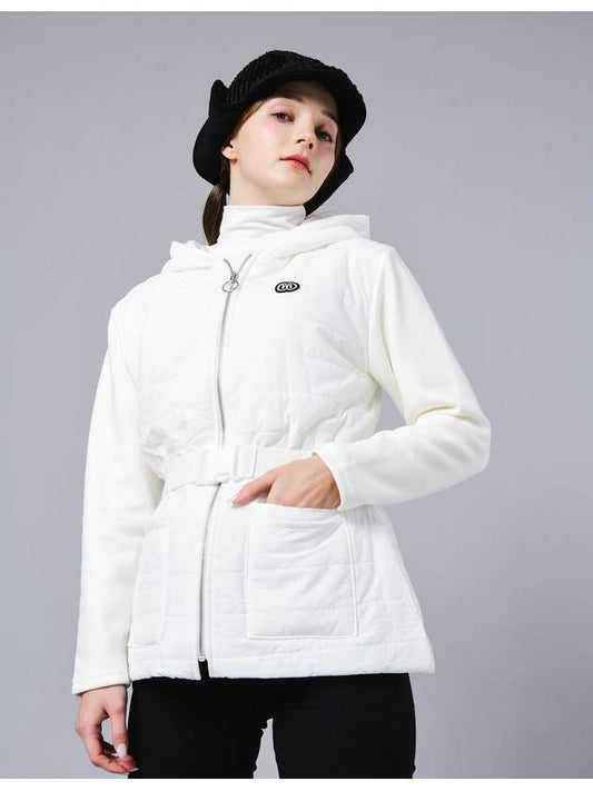 Wellon Padded Jersey Patch Hood Zip-up Elastic Belt White Jacket DO6232JK97 1 - DOYOUKNOWMC GOLF WEAR - BALAAN 2