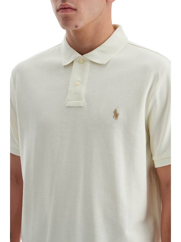 Embroidered Brown Pony Slim Fit Polo Shirt Beige - POLO RALPH LAUREN - BALAAN 5