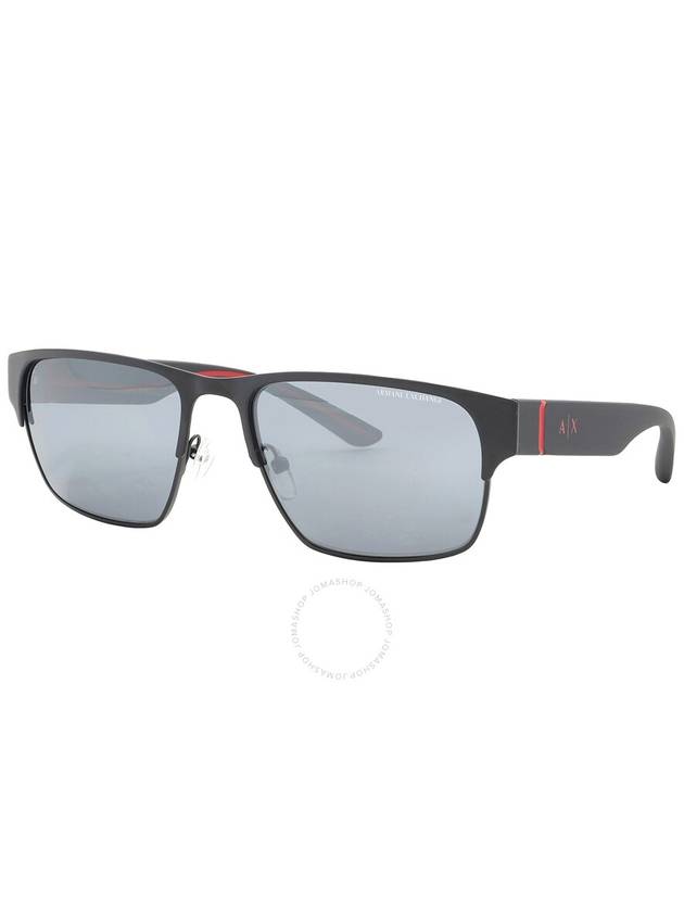 Armani Exchange Light Grey Mirror Black Rectangular Men's Sunglasses AX2046S 60006G 57 - ARMANI EXCHANGE - BALAAN 2