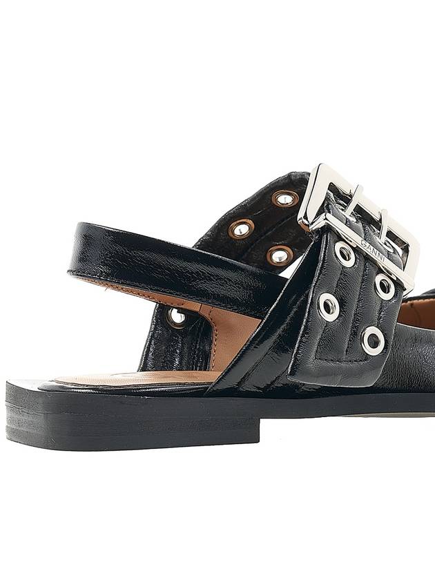 Eyelet Detail Buckle Flat Black - GANNI - BALAAN 11