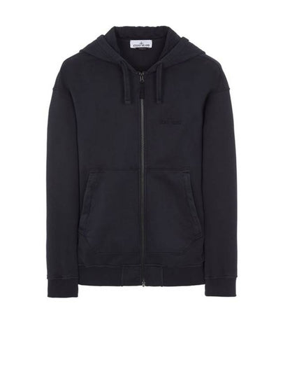 Garment Dyeing Cotton Jersey Zip-Up Hoodie Navy - STONE ISLAND - BALAAN 2