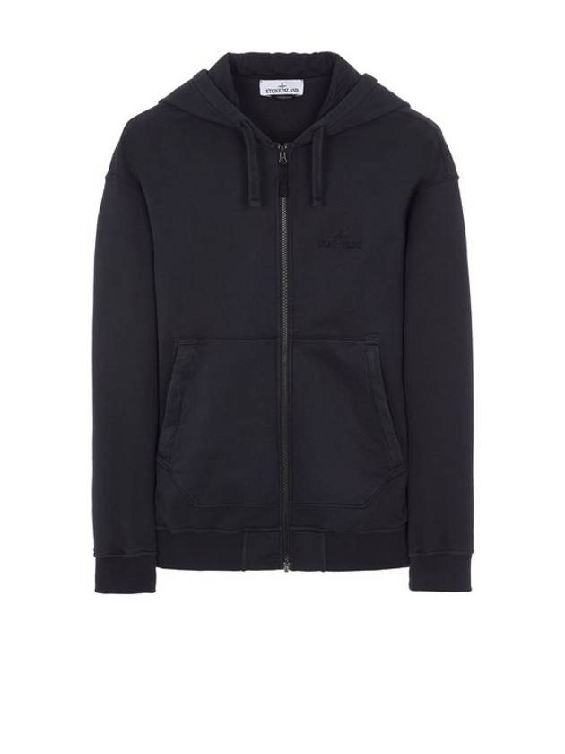 Garment Dyeing Cotton Jersey Zip-Up Hoodie Navy - STONE ISLAND - BALAAN 1