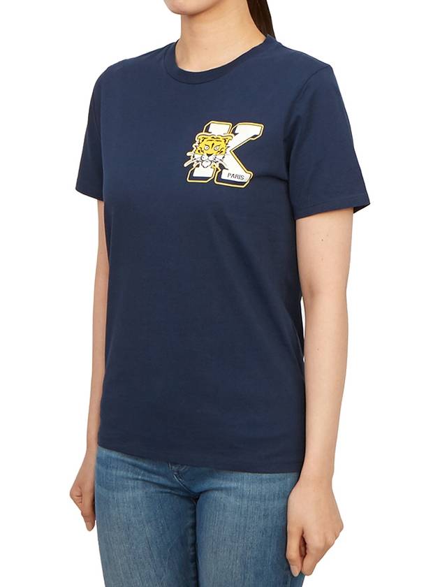 Kids Logo Print Short Sleeve T-Shirt Navy - KENZO - BALAAN 4