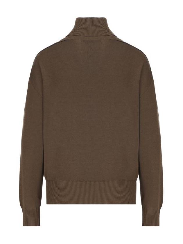 Roll Neck Wool Knit Top Military - BURBERRY - BALAAN 3