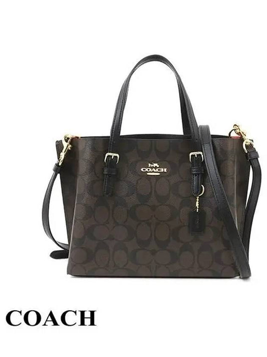 Mollie Canvas Cross Tote Bag Brown - COACH - BALAAN 2