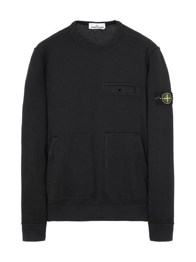 Men's Wappen Patch Pocket Crew Neck Sweatshirt Black - STONE ISLAND - BALAAN 1