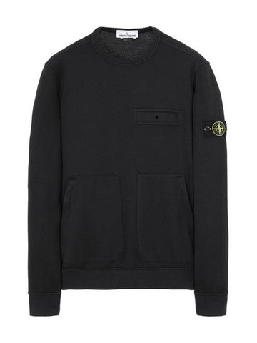 Men's Wappen Patch Pocket Crew Neck Sweatshirt Black - STONE ISLAND - BALAAN 1