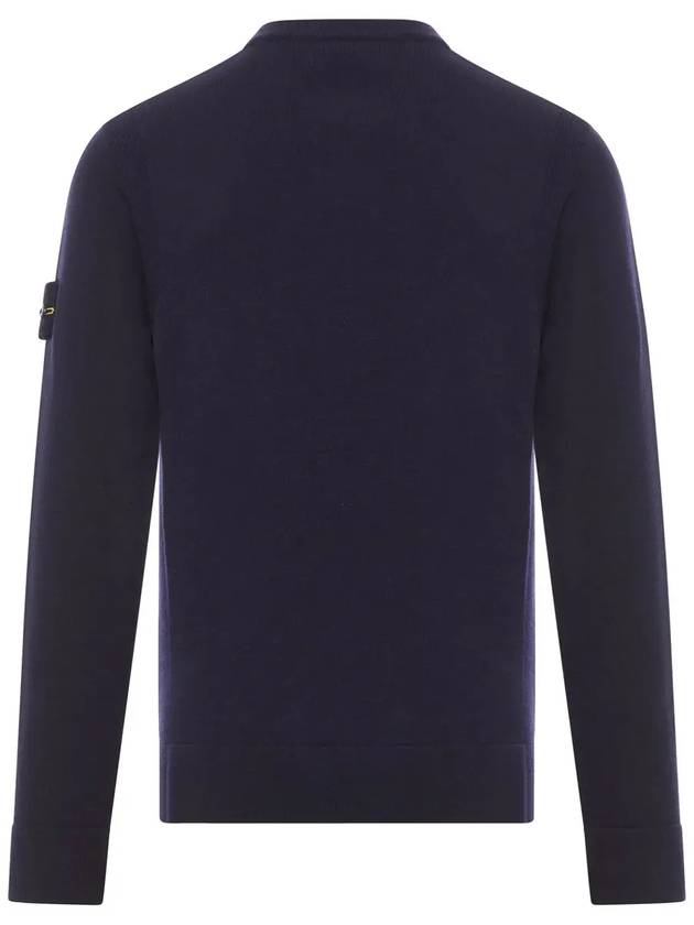 Compass Badge Crewneck Virgin Wool Knit Top Navy - STONE ISLAND - BALAAN 3