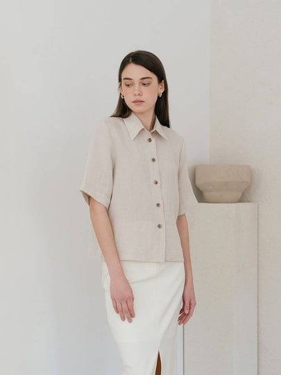 Linen Basic Shirt Beige - YOUNESS - BALAAN 2