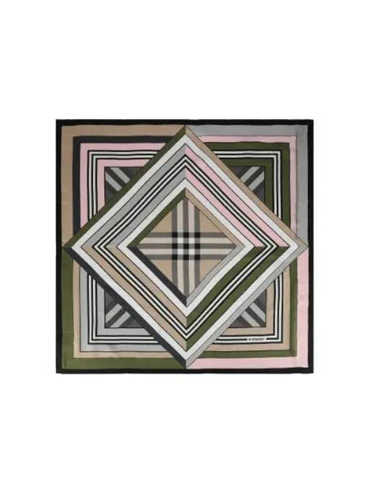 Montage Print Silk Square Scarf Spruce Green - BURBERRY - BALAAN 1