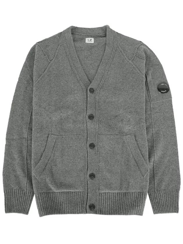 Men's Lens Wappen Lambswool Cardigan Grey - CP COMPANY - BALAAN 3