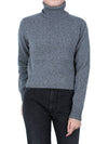 Embroidered Logo Cashmere Wool Turtleneck Grey - AMI - BALAAN 3