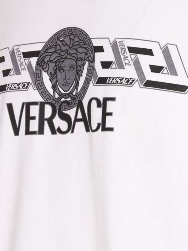 Men's La Greca Logo Short Sleeve T-Shirt White - VERSACE - BALAAN 4