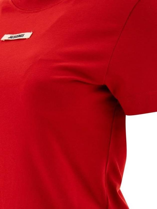 Le Gros Grain Short Sleeve T-Shirt Red - JACQUEMUS - BALAAN 5