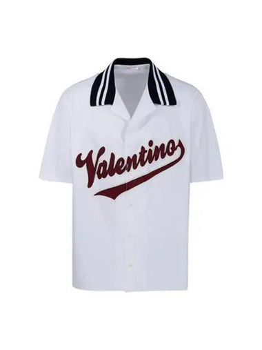 Logo Patch Bowling Short Sleeve Shirt White 2V3AAA96 8YH - VALENTINO - BALAAN 1