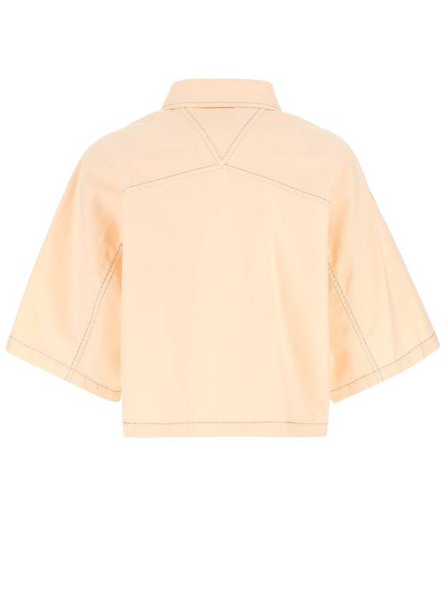 Stitched Crop Cotton Shirt Pink - BOTTEGA VENETA - BALAAN 3