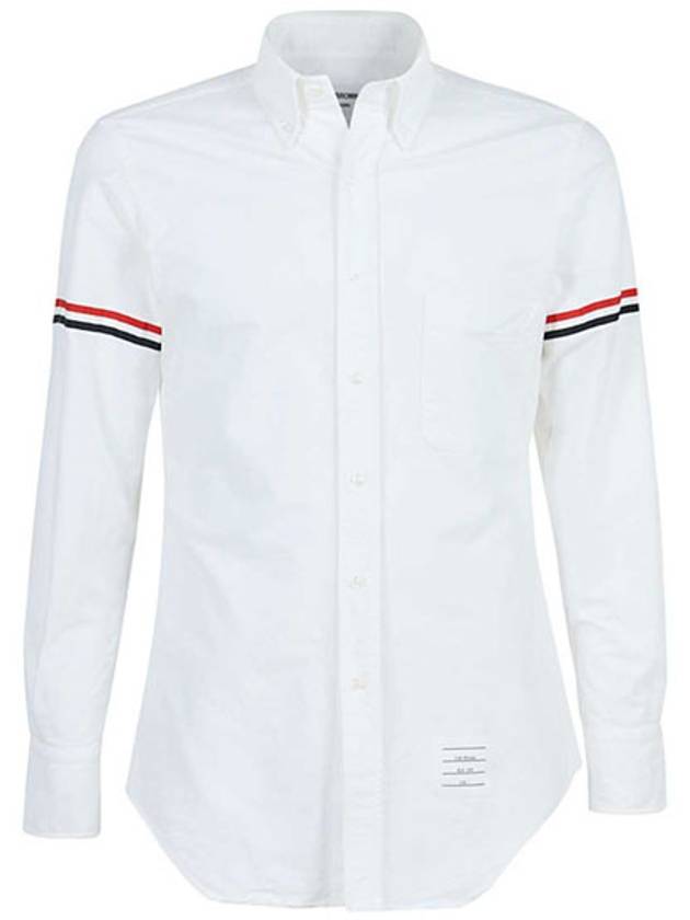 Oxford Striped Grosgrain Armband Classic Long Sleeve Shirt White - THOM BROWNE - BALAAN 2