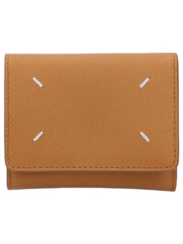 Stitched grain zipper tri fold wallet Mustard - MAISON MARGIELA - BALAAN 1