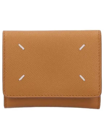 Stitched grain zipper tri fold wallet Mustard - MAISON MARGIELA - BALAAN 1