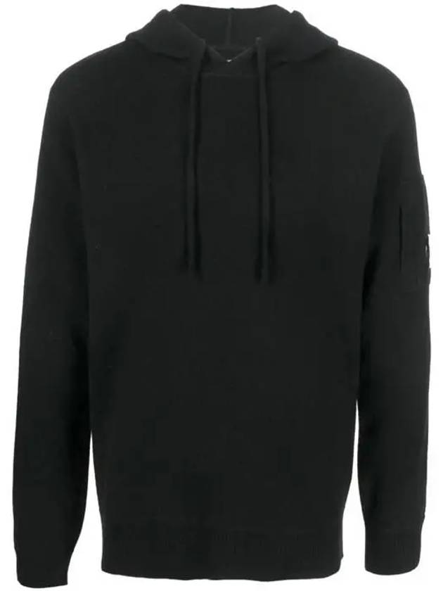 Lambswool Knit Hoodie Black - CP COMPANY - BALAAN 3