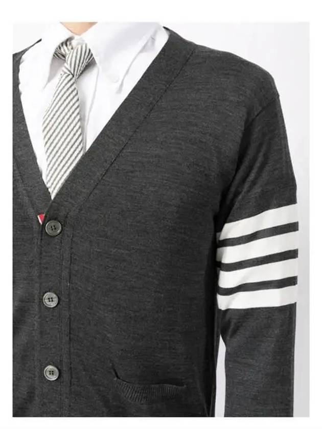 Men's Sustainable Classic Diagonal Wool Cardigan Dark Grey - THOM BROWNE - BALAAN 6