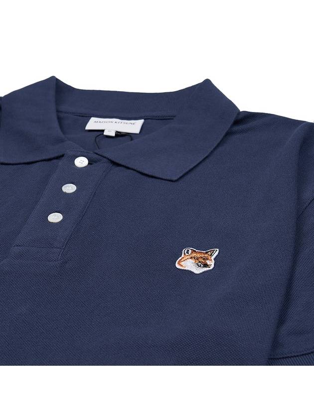 Fox Head Patch Cotton Polo Shirt Blue - MAISON KITSUNE - BALAAN 4