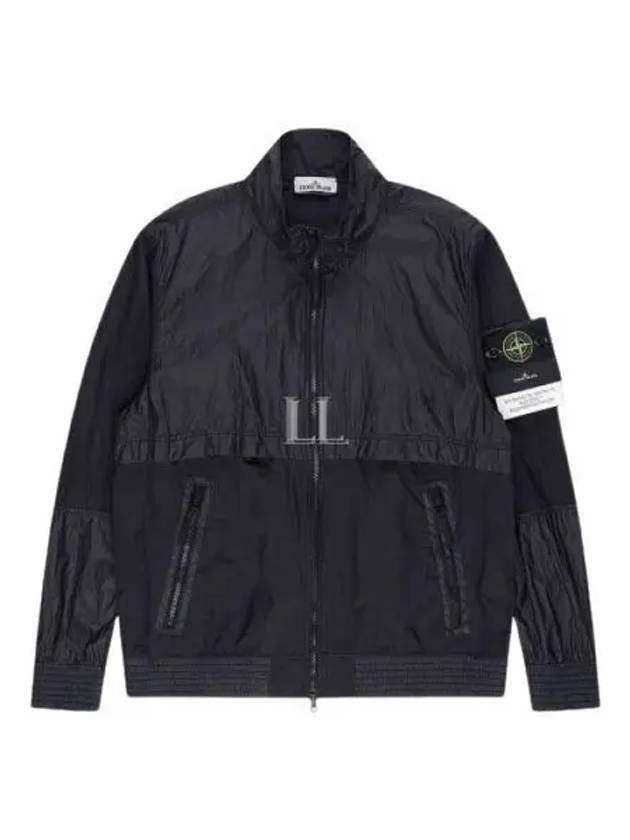 Logo Patch Recycled Nylon Track Jacket Black - STONE ISLAND - BALAAN 2