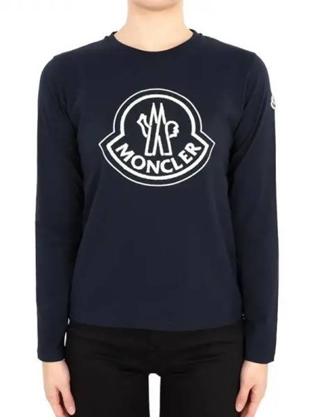 Kids Lettering Logo Long Sleeve T Shirt Navy 8D00003 83907 778 12 14A Adult Wearable 271697 1053880 - MONCLER - BALAAN 1