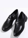 Triangle Logo Brush Leather Loafers Black - PRADA - BALAAN 2