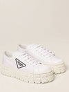 Double Wheel Re-Nylon Gabardine Low-Top Sneakers White - PRADA - BALAAN 4