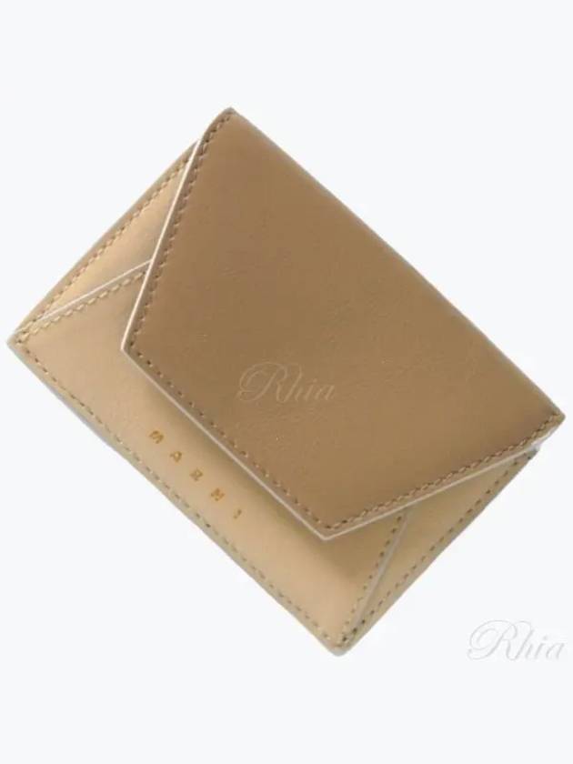 Logo Leather Half Wallet Beige - MARNI - BALAAN 2