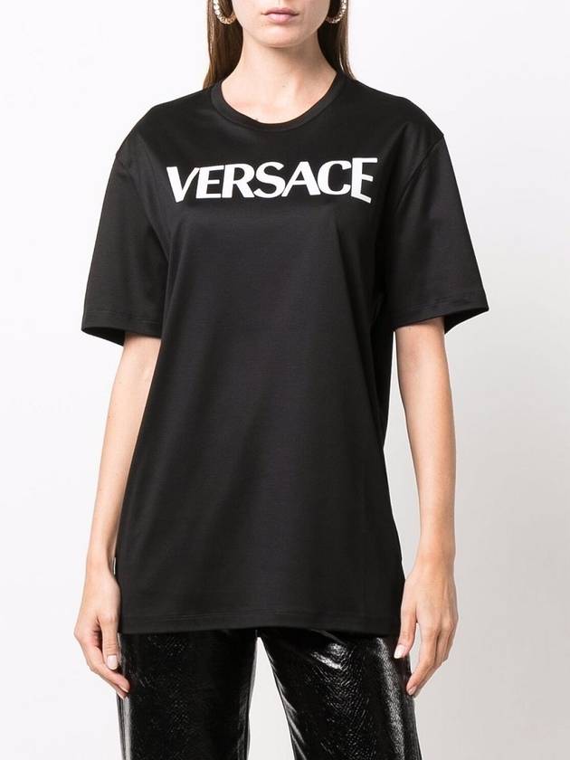 logo bag smiley print short sleeve t-shirt black - VERSACE - BALAAN.