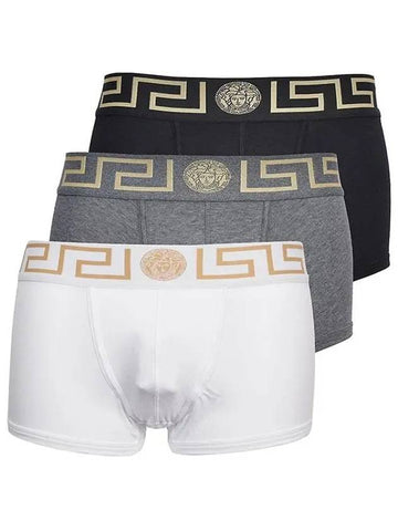 Men's 3-pack 3-color logo banding cotton briefs AU10326 A232741 - VERSACE - BALAAN 1