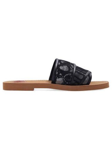 WoMen's Lace Strap Woody Slippers Black Brown - CHLOE - BALAAN 1