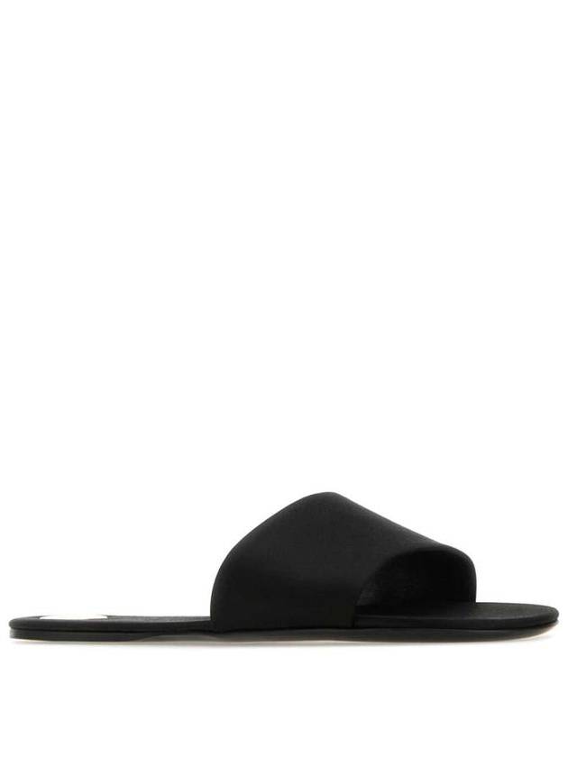 Carlyle Satin Flat Slippers Black - SAINT LAURENT - BALAAN 3