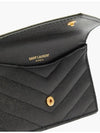 YSL Monogram Gold Tone Logo Zipper Slot Fold Quilted Leather Card Holder - SAINT LAURENT - BALAAN 4
